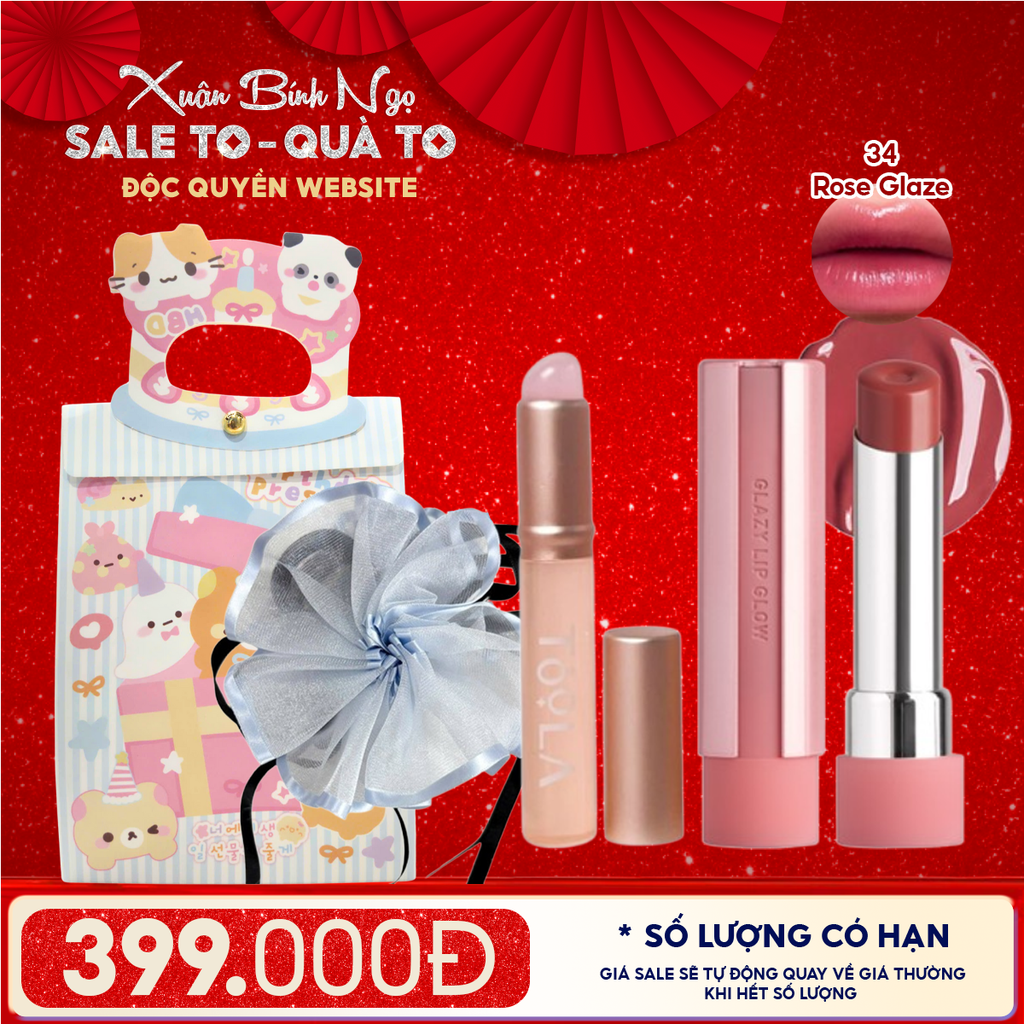 Túi Quà Tặng: Son 3CE + Kẹp Tóc Ngẫu Nhiên + Cọ Môi + Túi Quà Tặng