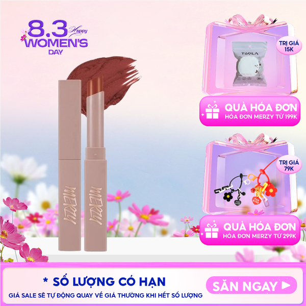  [Academia Collection] Son Thỏi Lì Merzy Lên Màu Chuẩn, Mịn Mượt Nhẹ Môi Academia Cotton Lipstick 1.8g 