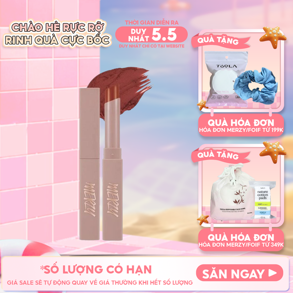  [Academia Collection] Son Thỏi Lì Merzy Lên Màu Chuẩn, Mịn Mượt Nhẹ Môi Academia Cotton Lipstick 1.8g 