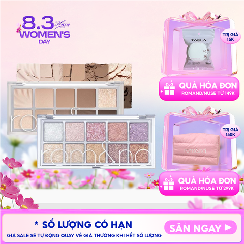 [NEW][Màu 00 - 13] Bảng Phấn Mắt 10 Ô Siêu Lấp Lánh Romand Better Than Eye Palette