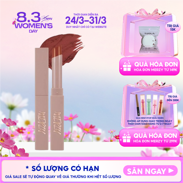  [Academia Collection] Son Thỏi Lì Merzy Lên Màu Chuẩn, Mịn Mượt Nhẹ Môi Academia Cotton Lipstick 1.8g 