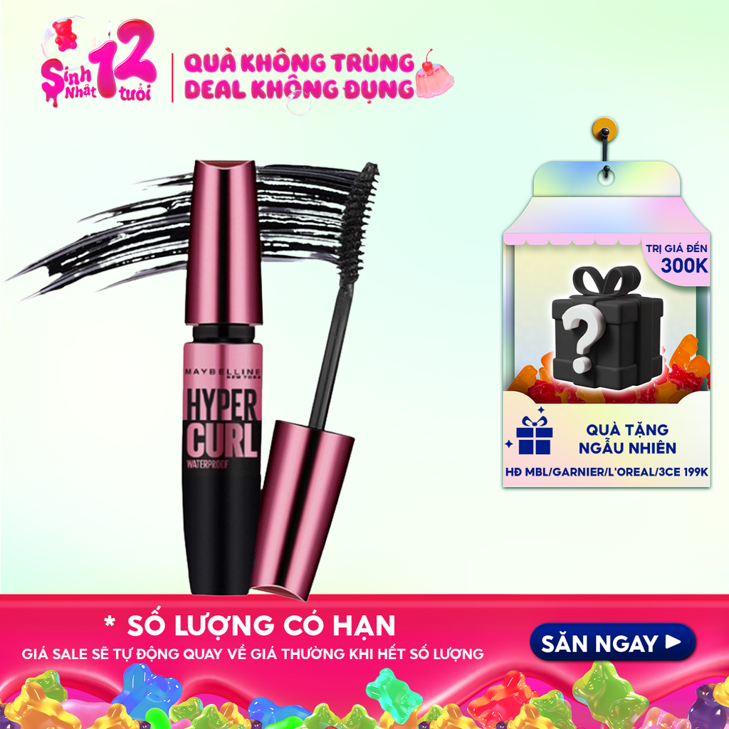 Mascara Làm Dài Và Cong Mi, Không Lem Không Trôi Maybelline The Hyper Curl Mascara 9.2ml
