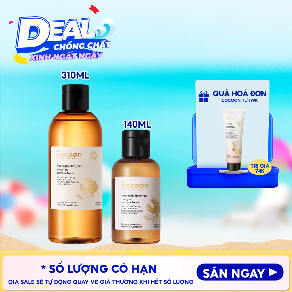 Nước Hoa Hồng Cocoon Hỗ Trợ Làm Sáng Da Từ Nước Nghệ Hưng Yên Turmeric Toner