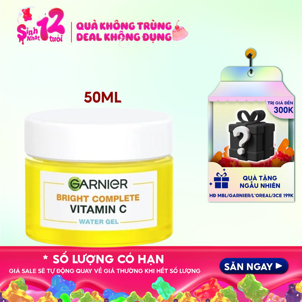 Gel Dưỡng Ẩm Garnier Hỗ Trợ Sáng Da Bright Complete Vitamin C Water-gel 50ml