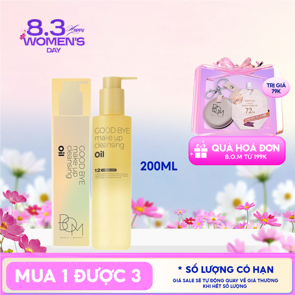  Dầu Tẩy Trang Thuần Chay, Dịu Nhẹ B.O.M Good Bye Make Up Cleansing Oil 200ml 