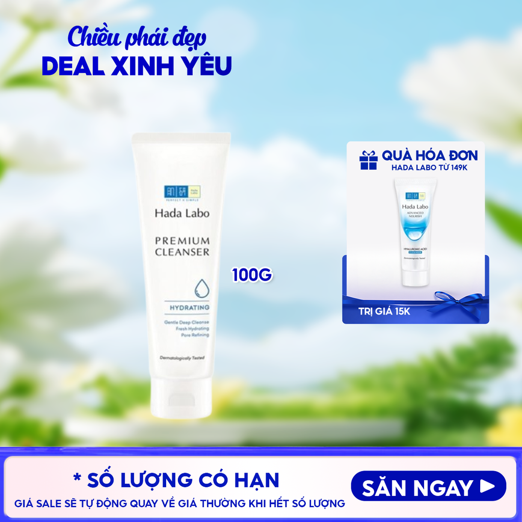 Sữa Rửa Mặt Hada Labo Dưỡng Ẩm Da Cao Cấp Premium Cleanser Hydrating 100g