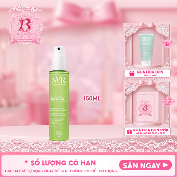  Xịt Hỗ Trợ Giảm Mụn Lưng & Cơ Thể SVR Mờ Thâm Mụn Sebiaclear Spray Corps 150ml 