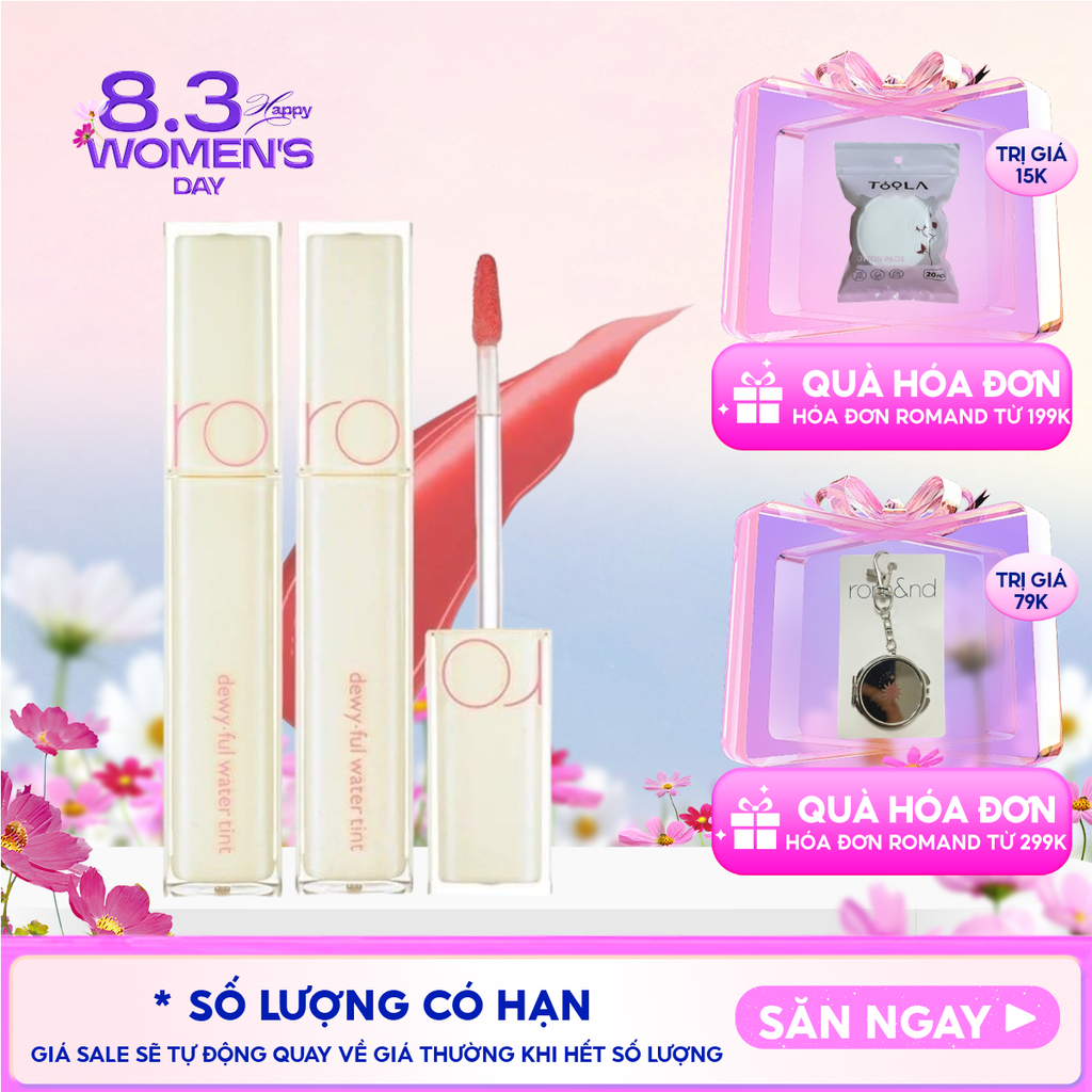 Son Tint Bóng Siêu Lì Cho Đôi Môi Căng Mọng Romand Milk Grocery Dewyful Water Tint 5g