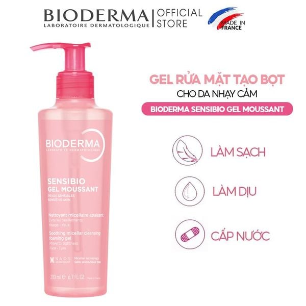  Sữa Rửa Mặt Dạng Gel Bioderma Cho Da Nhạy Cảm Sensibio Gel Moussant 