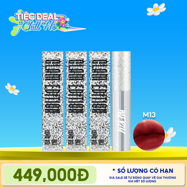  [PACK TIẾT KIỆM 50%] 3 Son Kem Lì Mềm Mịn, Lâu Trôi Merzy The Glam Mellow Tint 4g M13 Vỏ Bạc 