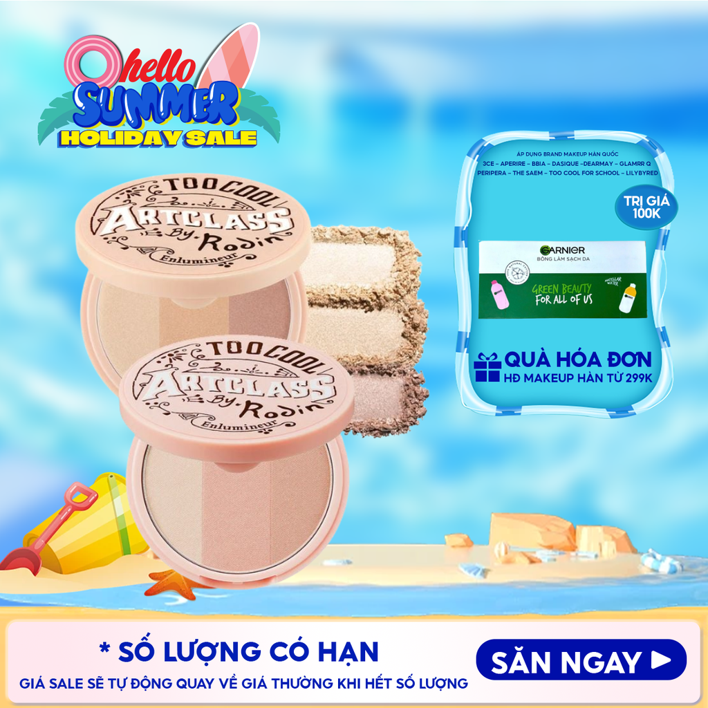 Phấn Bắt Sáng Ánh Nhũ 3 Màu Too Cool For School Art Class By Rodin Highlighter 11g