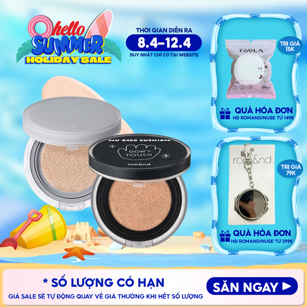  Phấn Nước Romand Che Phủ Cao, Mỏng Nhẹ Tự Nhiên NU Zero Cushion SPF24/PA++ 15g 