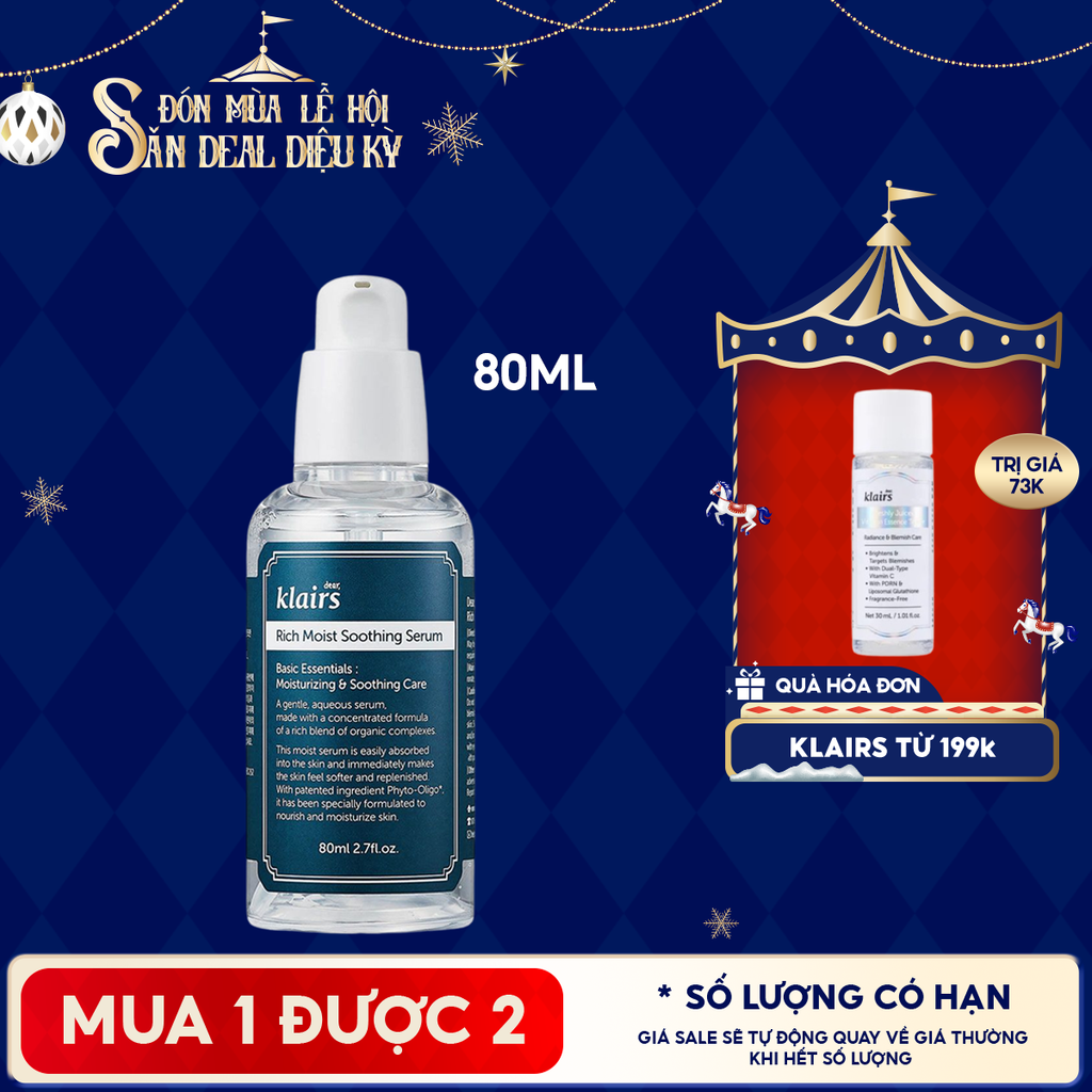 Serum Klairs Dưỡng Ẩm Sâu Klairs Rich Moist Soothing Serum 80ml