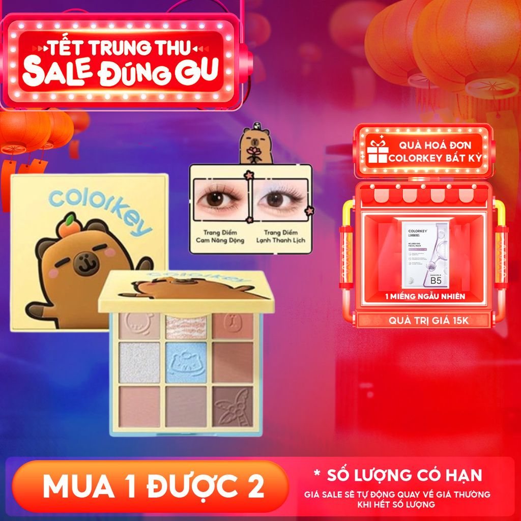Bảng Phấn Mắt 9 Ô Màu Colorkey Orange Capybara Nine Shades Eyeshadow Palette 13.5g