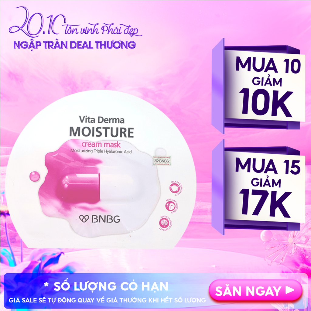 Mặt Nạ Kem BNBG Dưỡng Da Ẩm Mịn, Giúp Da Trắng Hồng Vita Derma Moisture Cream Mask 30ml