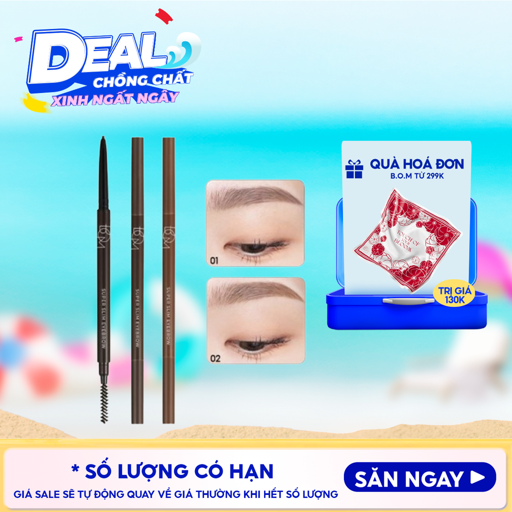 Chì Kẻ Chân Mày B.O.M Siêu Mảnh, Lâu Trôi Super Slim Eyebrow 0.1g