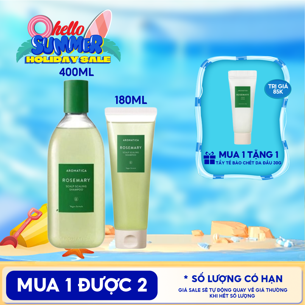 Dầu Gội Aromatica Hương Thảo Hỗ Trợ Ngăn Rụng Tóc Rosemary Scalp Scaling Shampoo