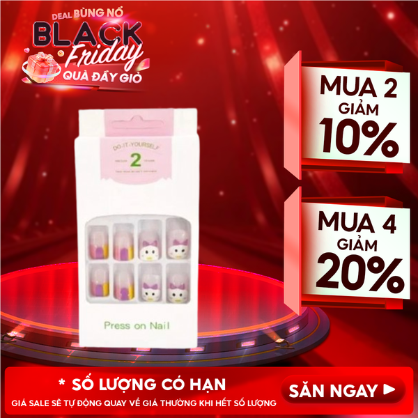  [NHẬP KHẨU] Hộp 24 Móng Tay Giả TOOLA Siêu Bền Nhiều Họa Tiết Xinh Xắn Nail Box (Kèm Keo, Dán Móng Tiện Dụng) 