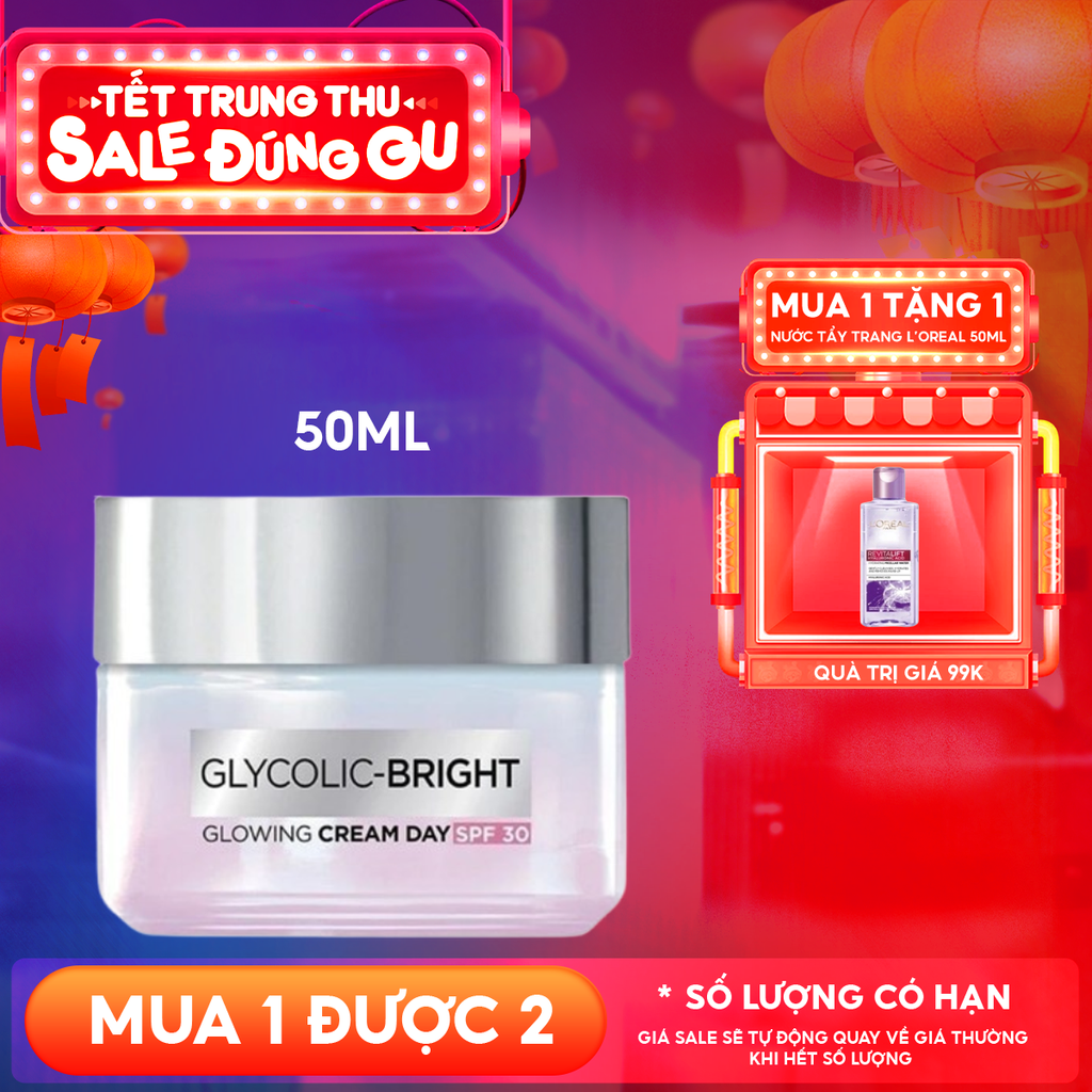 Kem Dưỡng Ban Ngày Hỗ Trợ Mờ Thâm Nám L'Oreal Glycolic Bright Glowing Cream Day