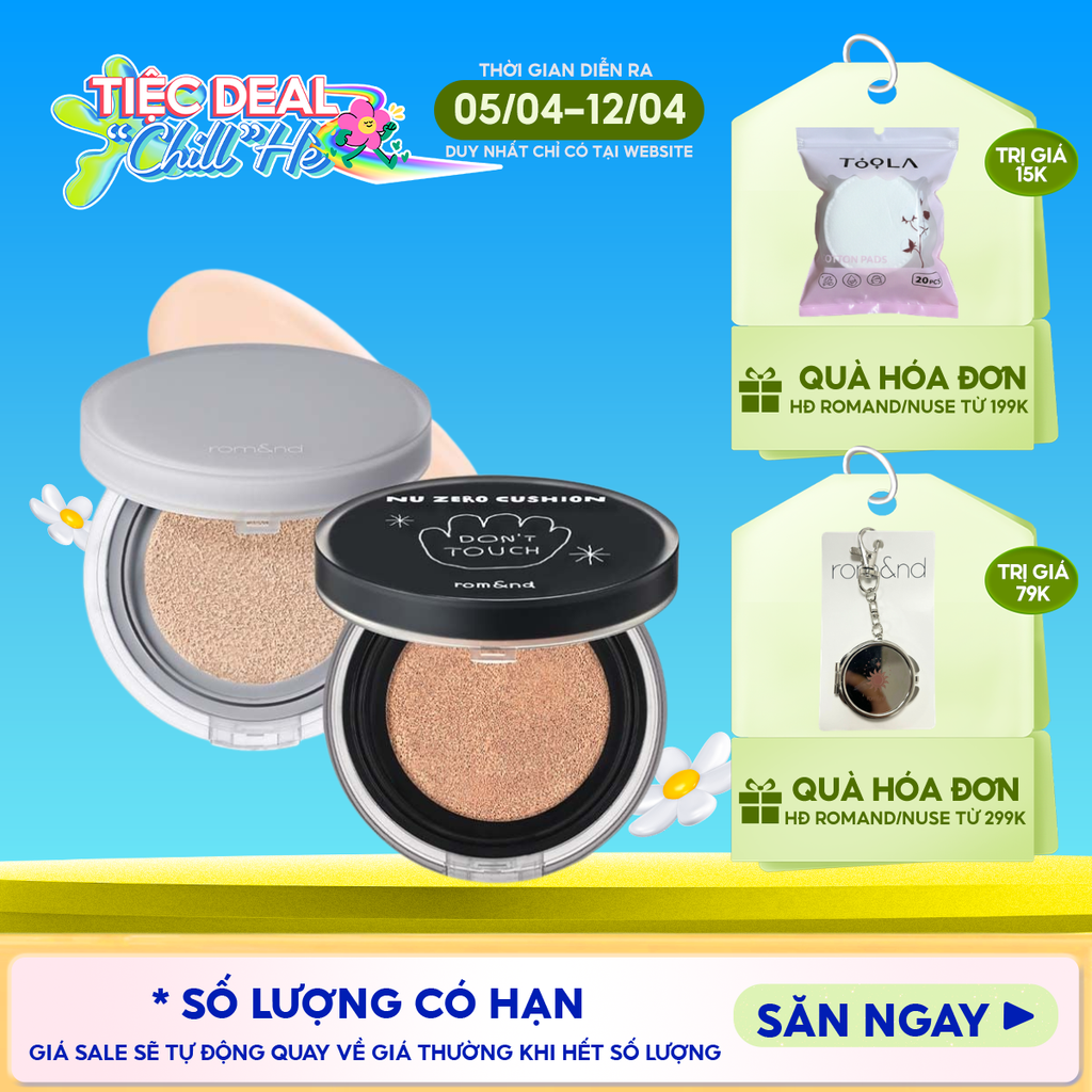 Phấn Nước Romand Che Phủ Cao, Mỏng Nhẹ Tự Nhiên NU Zero Cushion SPF24/PA++ 15g