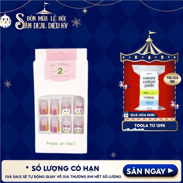  [NHẬP KHẨU] Hộp 24 Móng Tay Giả TOOLA Siêu Bền Nhiều Họa Tiết Xinh Xắn Nail Box (Kèm Keo, Dán Móng Tiện Dụng) 