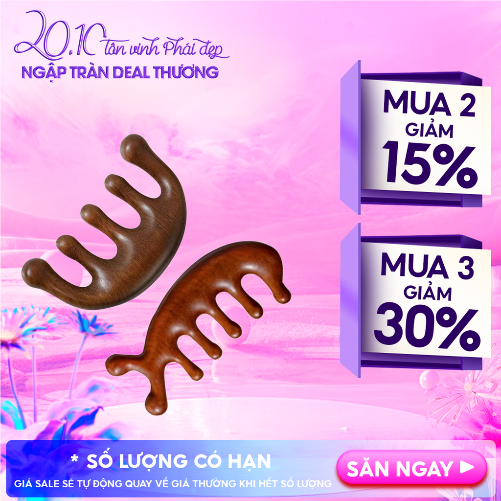 [NHẬP KHẨU] Lược Gỗ Đàn Hương TOOLA Massage Da Đầu Head Massage Comb
