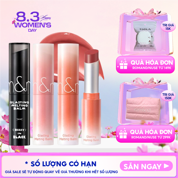  [VE-EASY] Son Dưỡng Romand Dạng Thỏi Có Màu Thuần Chay Dưỡng Ẩm Mềm Môi Glasting Melting Balm 