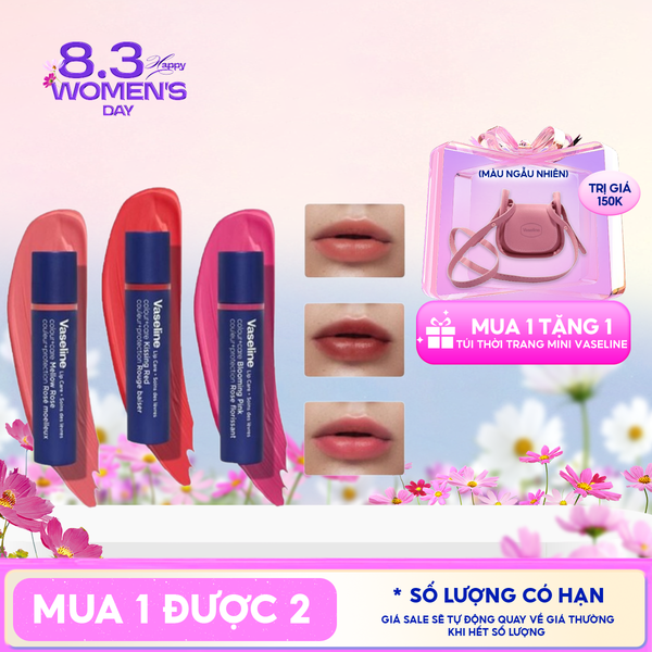  Son Dưỡng Môi Vaseline Dưỡng Ẩm Môi Mềm Mại Lip Care Colour + Care 3g 
