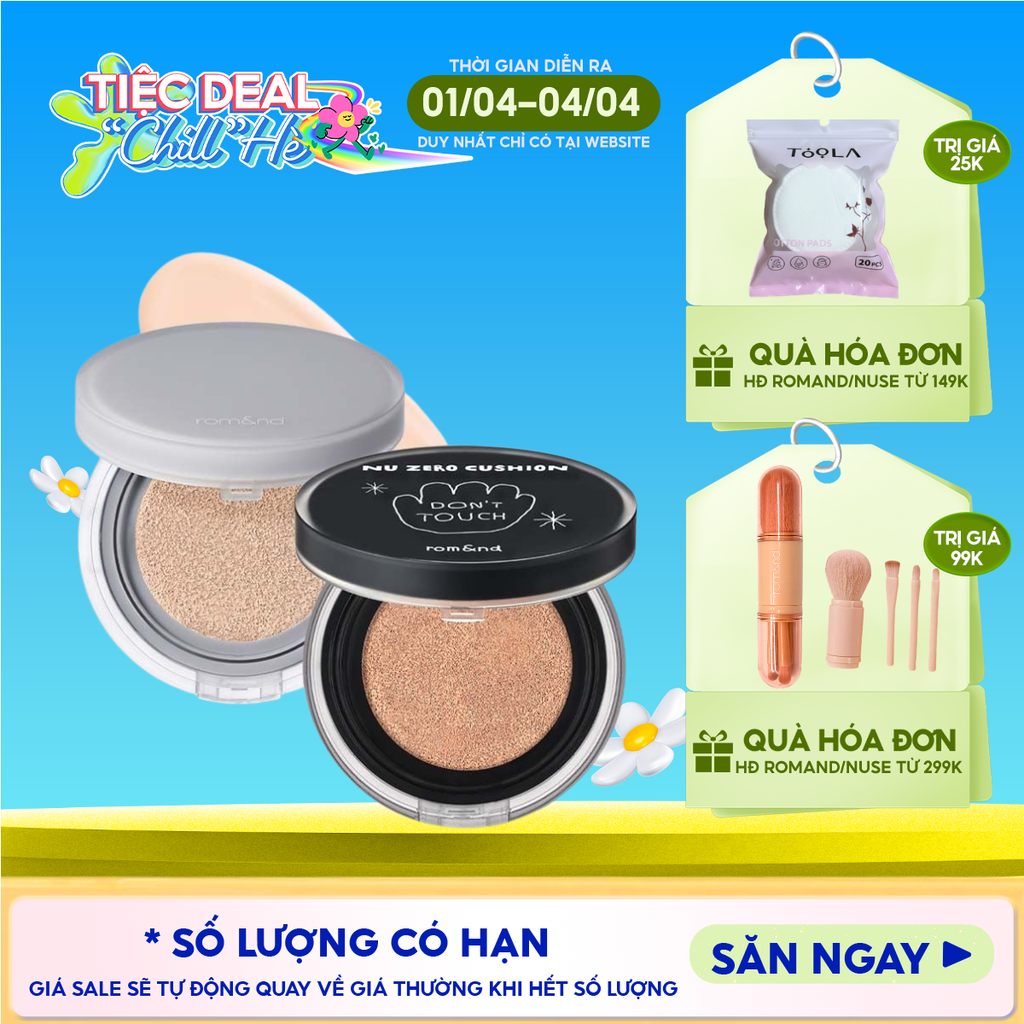 Phấn Nước Romand Che Phủ Cao, Mỏng Nhẹ Tự Nhiên NU Zero Cushion SPF24/PA++ 15g