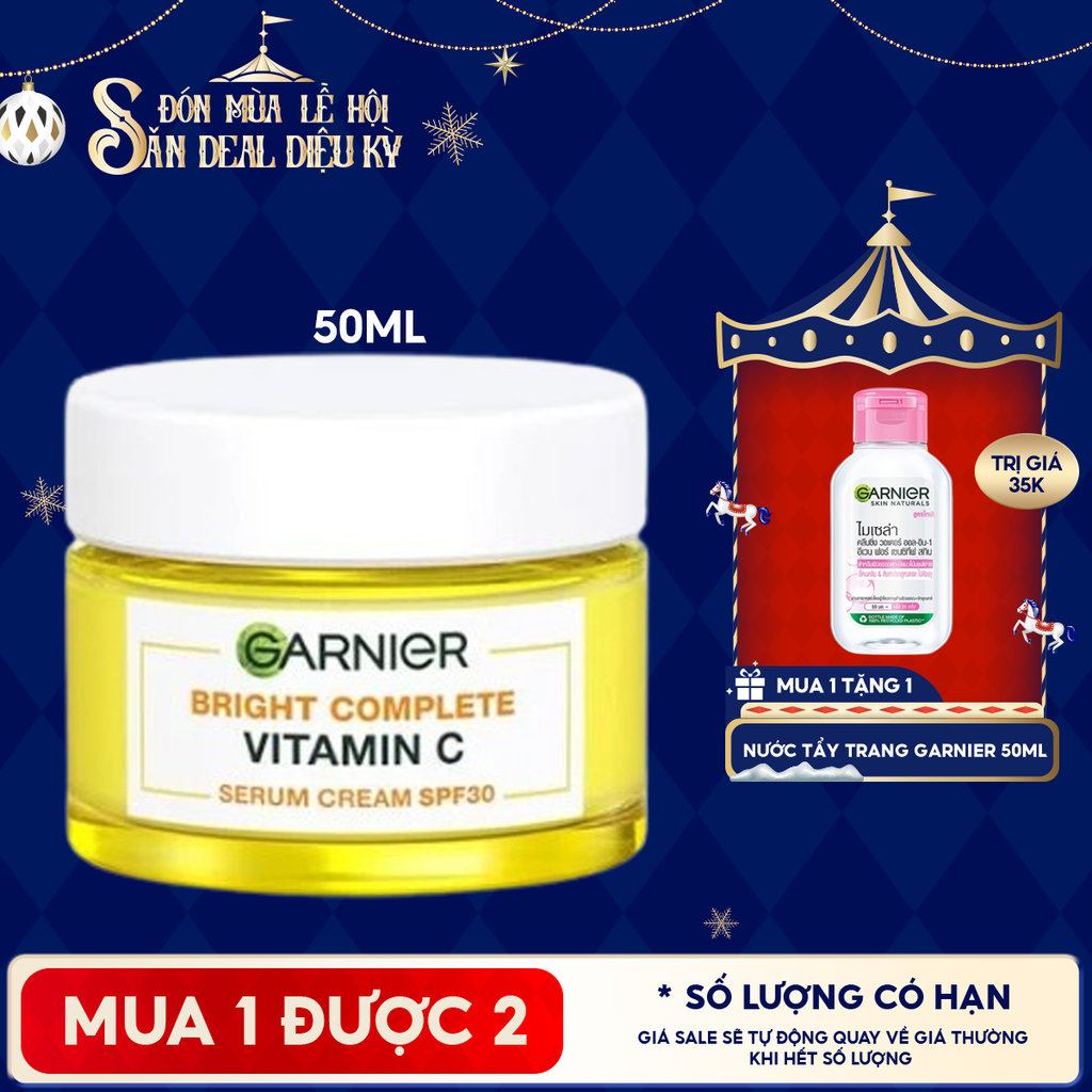 Kem Dưỡng Garnier Hỗ Trợ Sáng Da Ban Ngày Light Complete Whitening Serum Cream SPF30 50ml