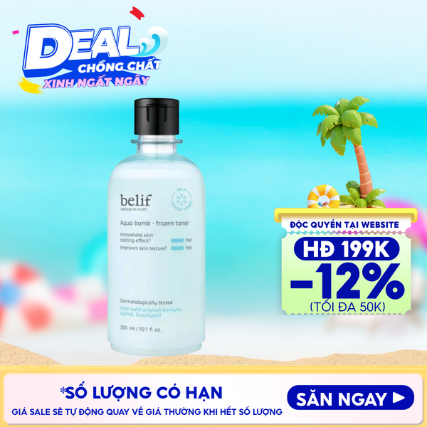  Nước Cân Bằng Belif Làm Dịu & Thu Nhỏ Lỗ Chân Lông Aqua Bomb - Frozen Toner 300ml 