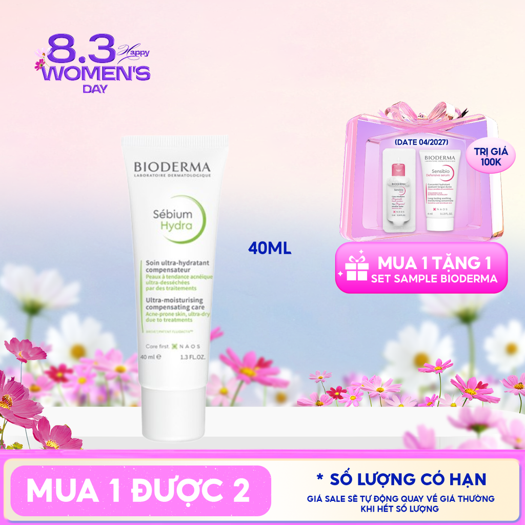 Kem Dưỡng Bioderma Cấp Nước, Làm Dịu Da Cho Da Mụn Sebium Hydra 40ml
