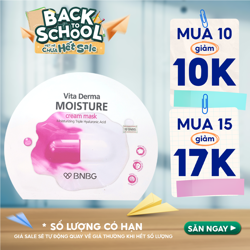 Mặt Nạ Kem BNBG Dưỡng Da Ẩm Mịn, Giúp Da Trắng Hồng Vita Derma Moisture Cream Mask 30ml