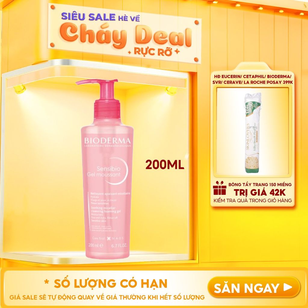 Sữa Rửa Mặt Dạng Gel Bioderma Cho Da Nhạy Cảm Sensibio Gel Moussant