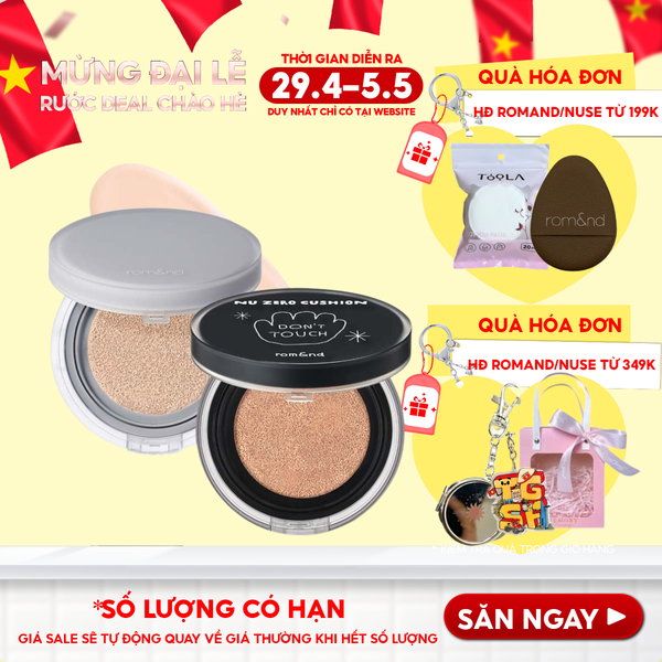  Phấn Nước Romand Che Phủ Cao, Mỏng Nhẹ Tự Nhiên NU Zero Cushion SPF24/PA++ 15g 