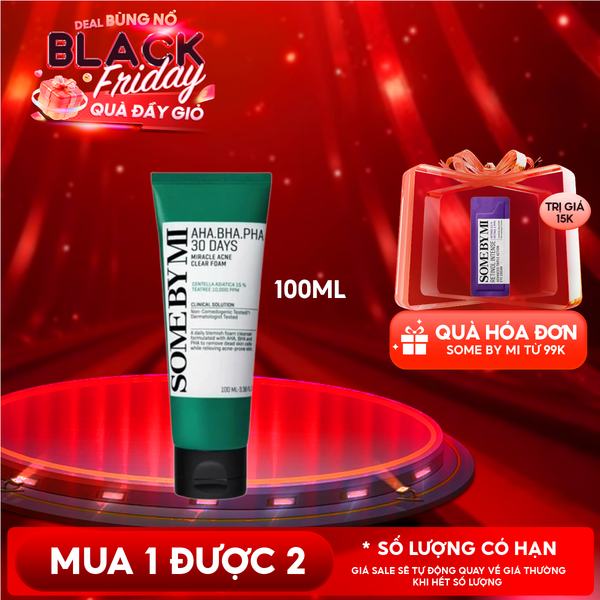  Sữa Rửa Mặt Some By Mi Tạo Bọt, Hạn Chế Mụn AHA-BHA-PHA 30 Days Miracle Acne Clear Foam 100ml 