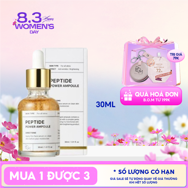  Serum B.O.M Chiết Xuất Vàng 24K Hỗ Trợ Làm Sáng Da Peptide Power Ampoule 30ml 