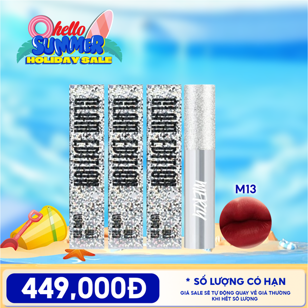  [PACK TIẾT KIỆM 50%] 3 Son Kem Lì Mềm Mịn, Lâu Trôi Merzy The Glam Mellow Tint 4g M13 Vỏ Bạc 