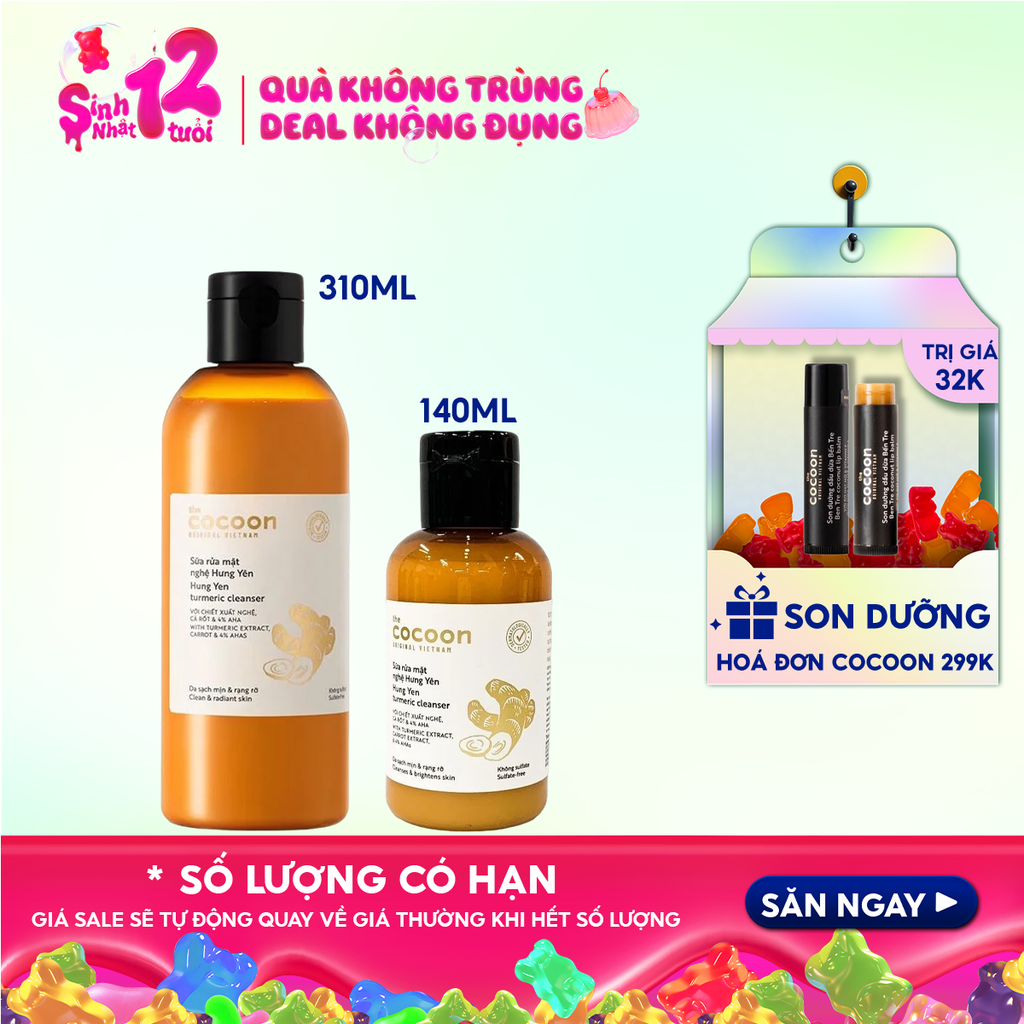 Sữa Rửa Mặt Cocoon Làm Sạch Sâu Chiết Xuất Nước Nghệ Hưng Yên Turmeric Cleanser