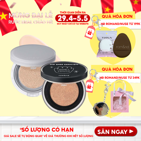 Phấn Nước Romand Che Phủ Cao, Mỏng Nhẹ Tự Nhiên NU Zero Cushion SPF24/PA++ 15g