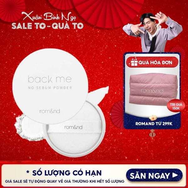  Phấn Phủ Romand Dạng Bột Che Phủ Tốt Giúp Da Mịn Màng Back Me No Sebum Powder 5g 