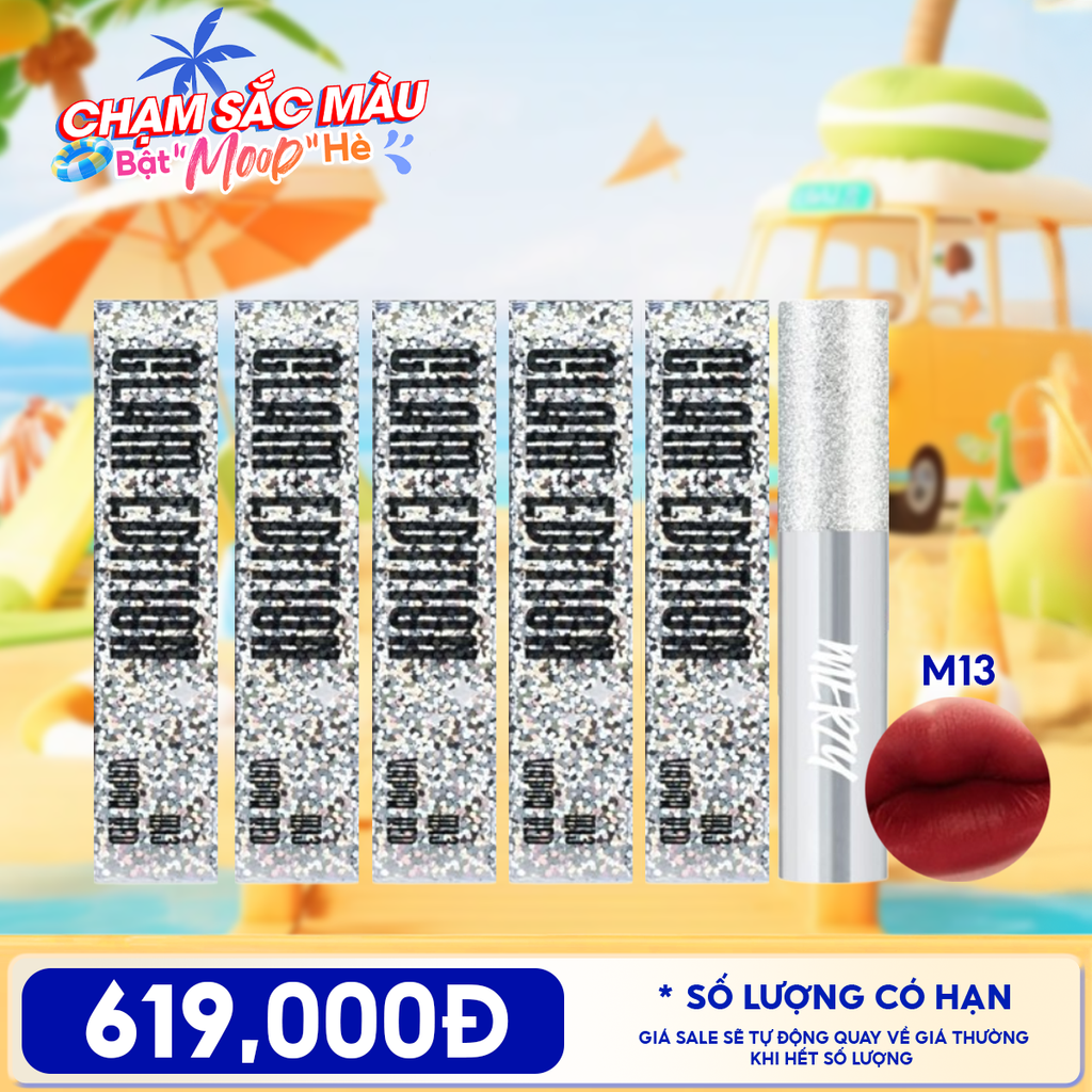 [PACK TIẾT KIỆM 58%] 5 Son Kem Lì Mềm Mịn, Lâu Trôi Merzy The Glam Mellow Tint 4g M13 Vỏ Bạc