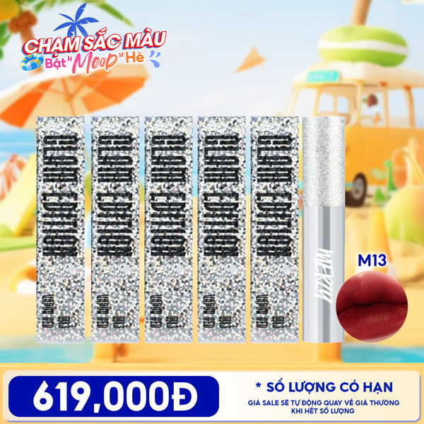  [PACK TIẾT KIỆM 58%] 5 Son Kem Lì Mềm Mịn, Lâu Trôi Merzy The Glam Mellow Tint 4g M13 Vỏ Bạc 