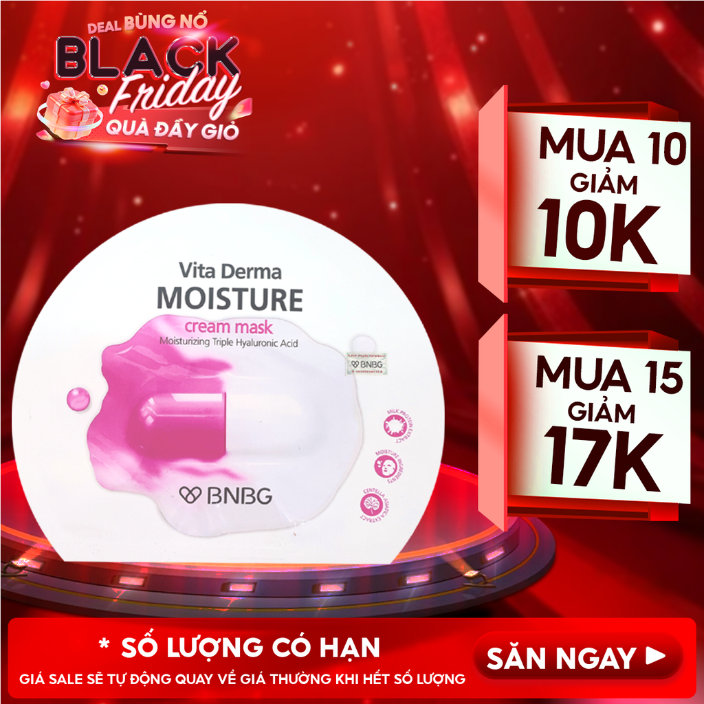 Mặt Nạ Kem BNBG Dưỡng Da Ẩm Mịn, Giúp Da Trắng Hồng Vita Derma Moisture Cream Mask 30ml