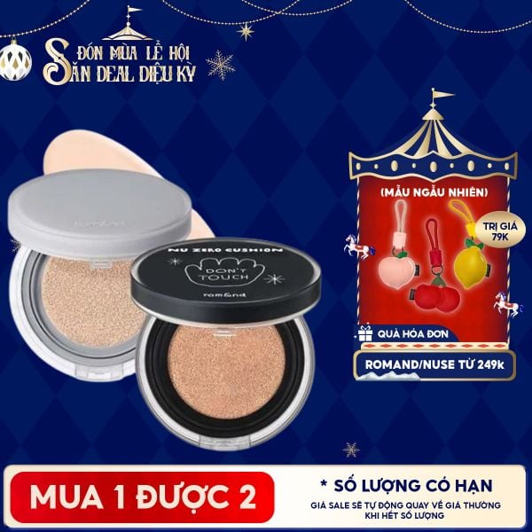  Phấn Nước Romand Che Phủ Cao, Mỏng Nhẹ Tự Nhiên NU Zero Cushion SPF24/PA++ 15g 