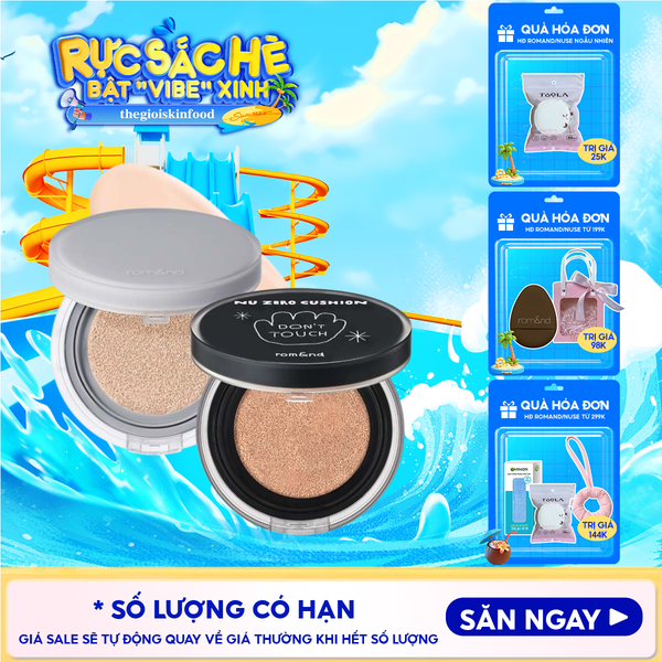  Phấn Nước Romand Che Phủ Cao, Mỏng Nhẹ Tự Nhiên NU Zero Cushion SPF24/PA++ 15g 