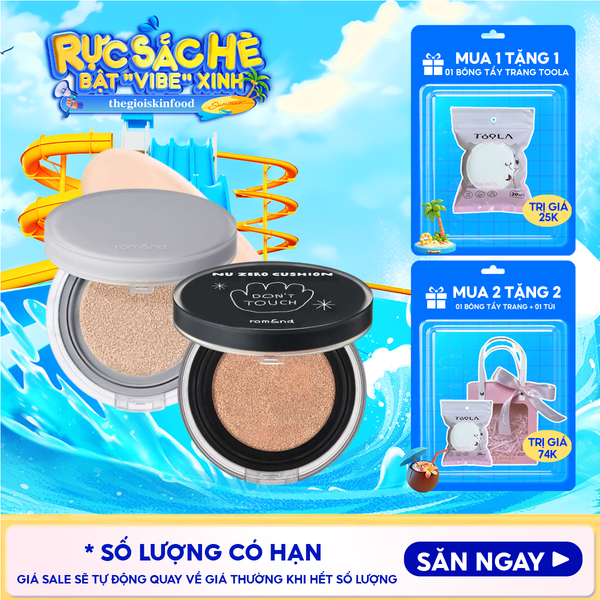  Phấn Nước Romand Che Phủ Cao, Mỏng Nhẹ Tự Nhiên NU Zero Cushion SPF24/PA++ 15g 