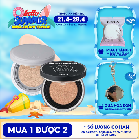 Phấn Nước Romand Che Phủ Cao, Mỏng Nhẹ Tự Nhiên NU Zero Cushion SPF24/PA++ 15g