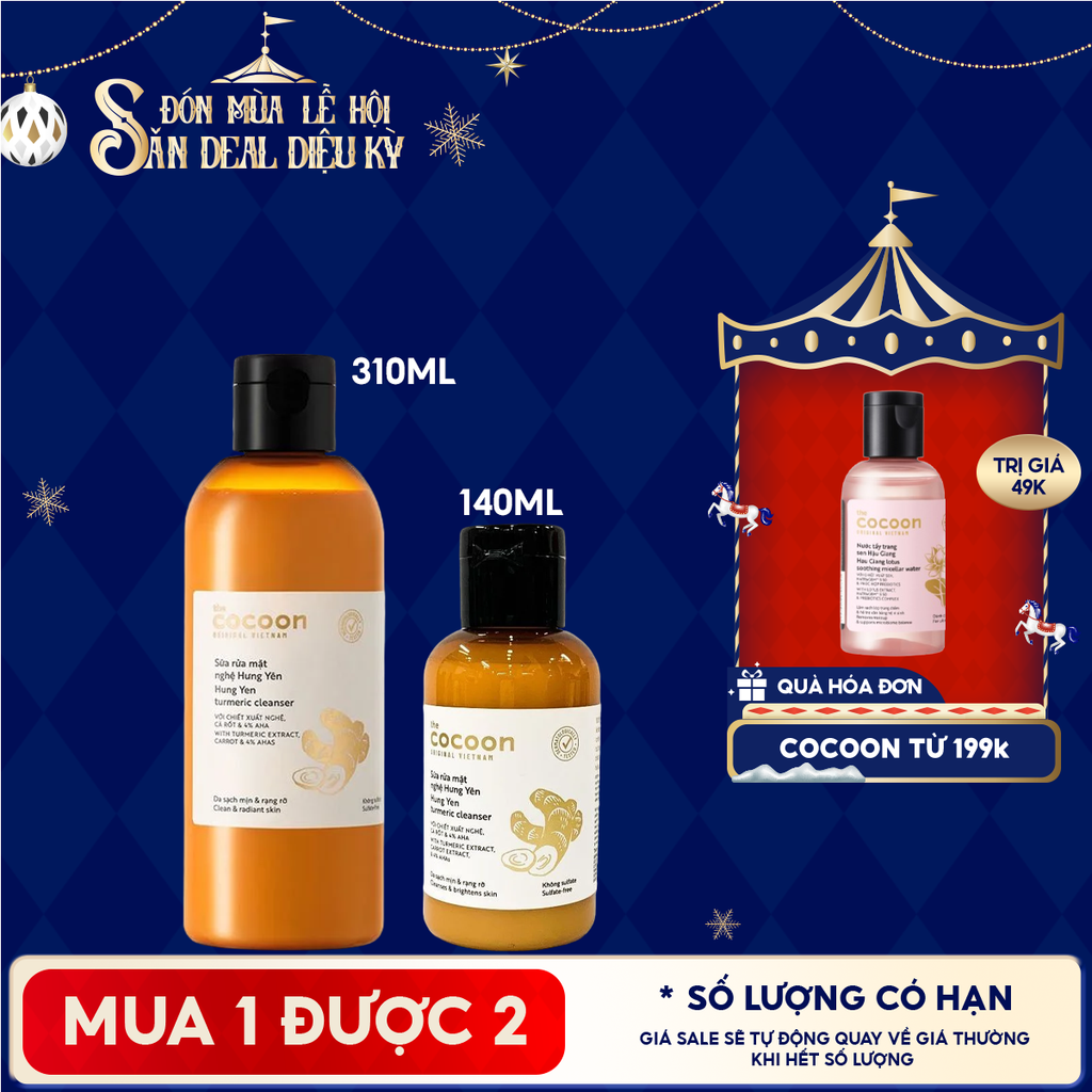Sữa Rửa Mặt Cocoon Làm Sạch Sâu Chiết Xuất Nước Nghệ Hưng Yên Turmeric Cleanser
