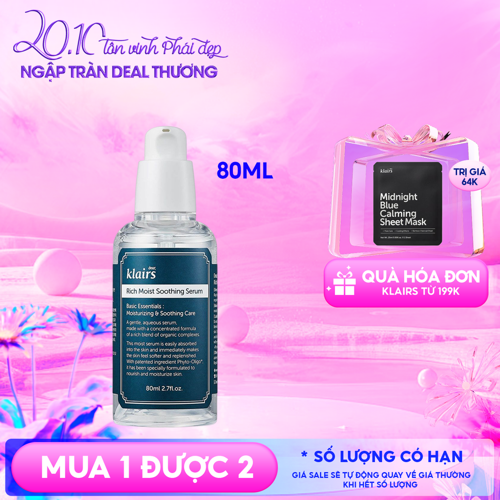 Serum Klairs Dưỡng Ẩm Sâu Klairs Rich Moist Soothing Serum 80ml